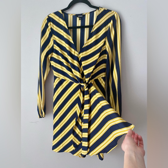 Express S Yellow/Navy Blue Striped Dress, Used, Quantity 1 available. - Picture 7 of 13